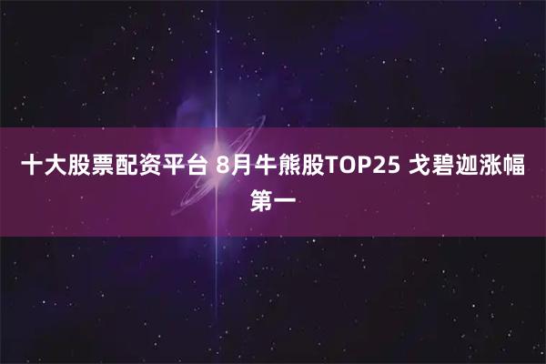 十大股票配资平台 8月牛熊股TOP25 戈碧迦涨幅第一