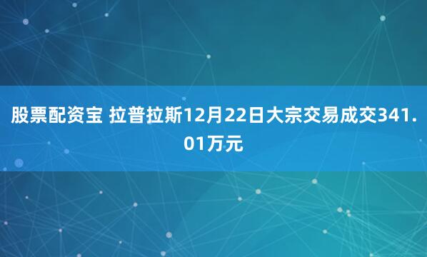 股票配资宝 拉普拉斯12月22日大宗交易成交341.01万元
