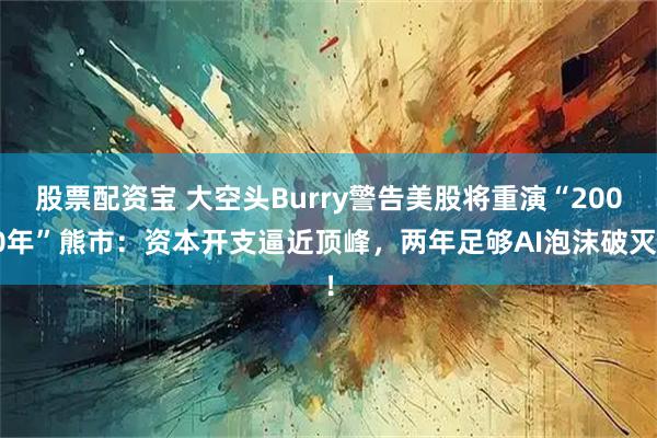 股票配资宝 大空头Burry警告美股将重演“2000年”熊市：资本开支逼近顶峰，两年足够AI泡沫破灭！